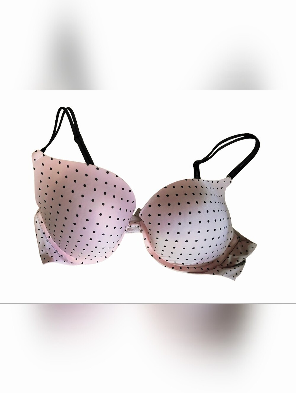 Victoria Secret Pink Polka Dot T-Shirt Bra with Black Straps